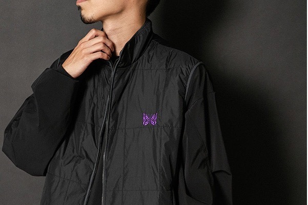 ニードルズ“パープルの蝶の刺繍”を施したキルティングベスト、アーバン