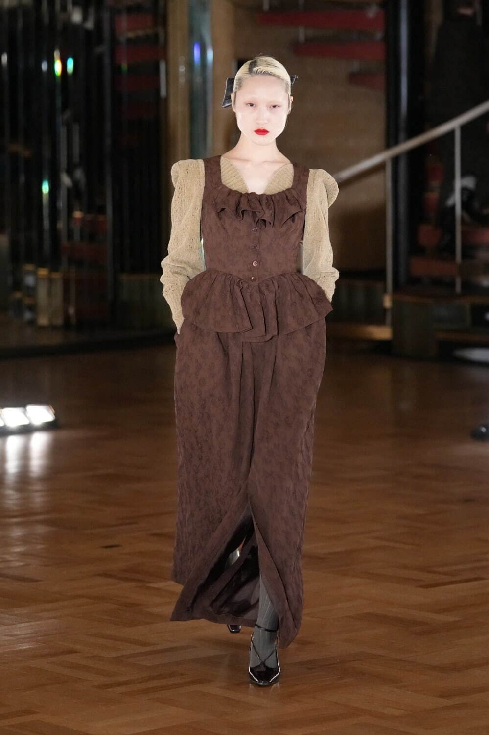 フェティコ“チェリー柄ベルベット”トップス＆編み上げデニムジャケット