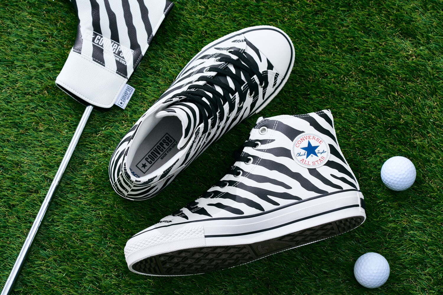 コンバース「オールスター」新作ゴルフスニーカー、ゼブラ柄の