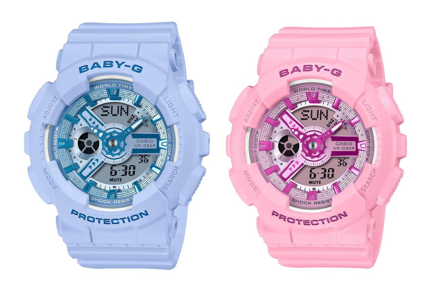 BABY-G、フレッシュカラーの新作腕時計「BA-110YK」ブルー・グリーン