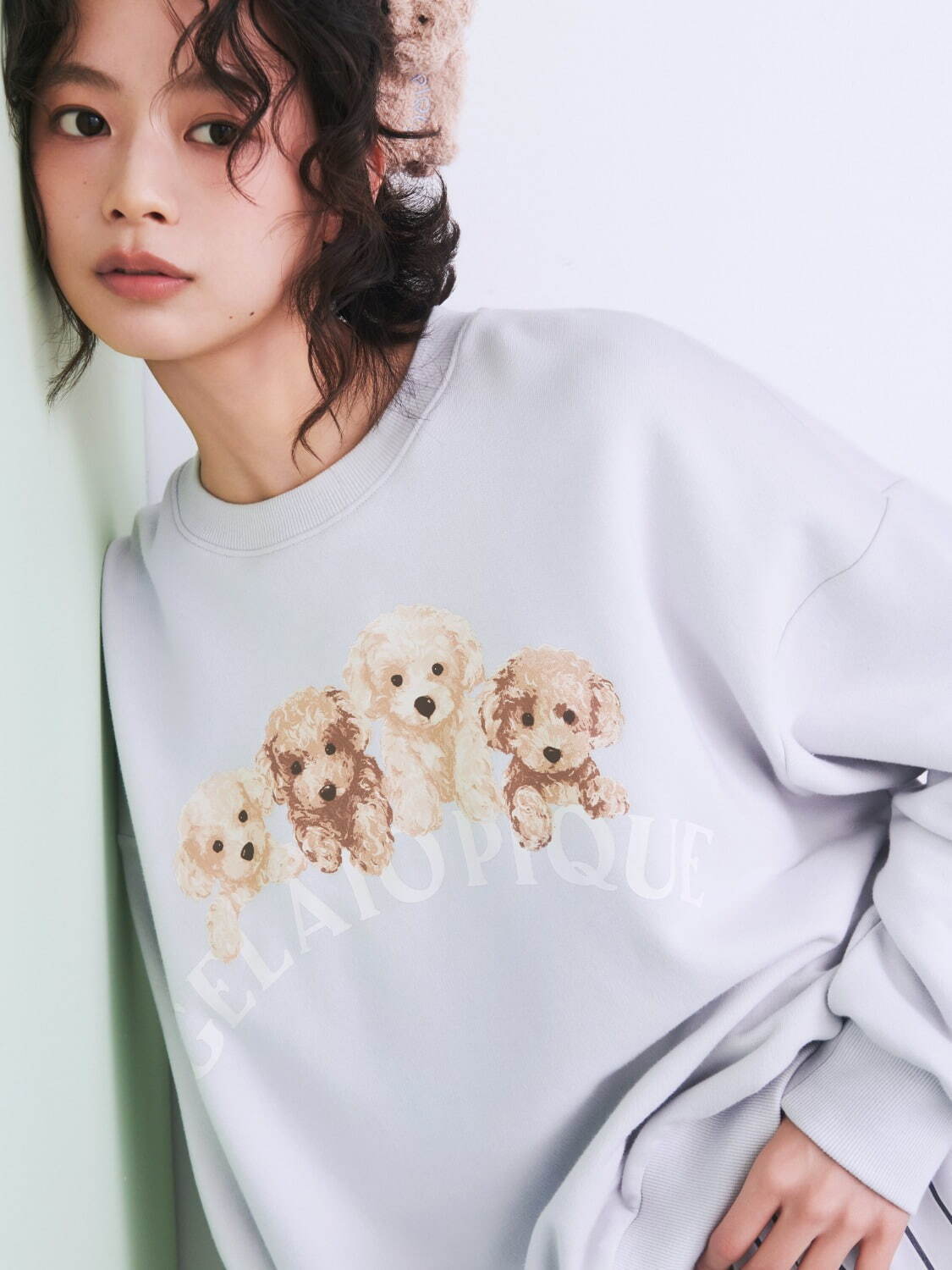 ジェラート ピケ「トイプードル」ルームウェア、お座りニットパジャマ