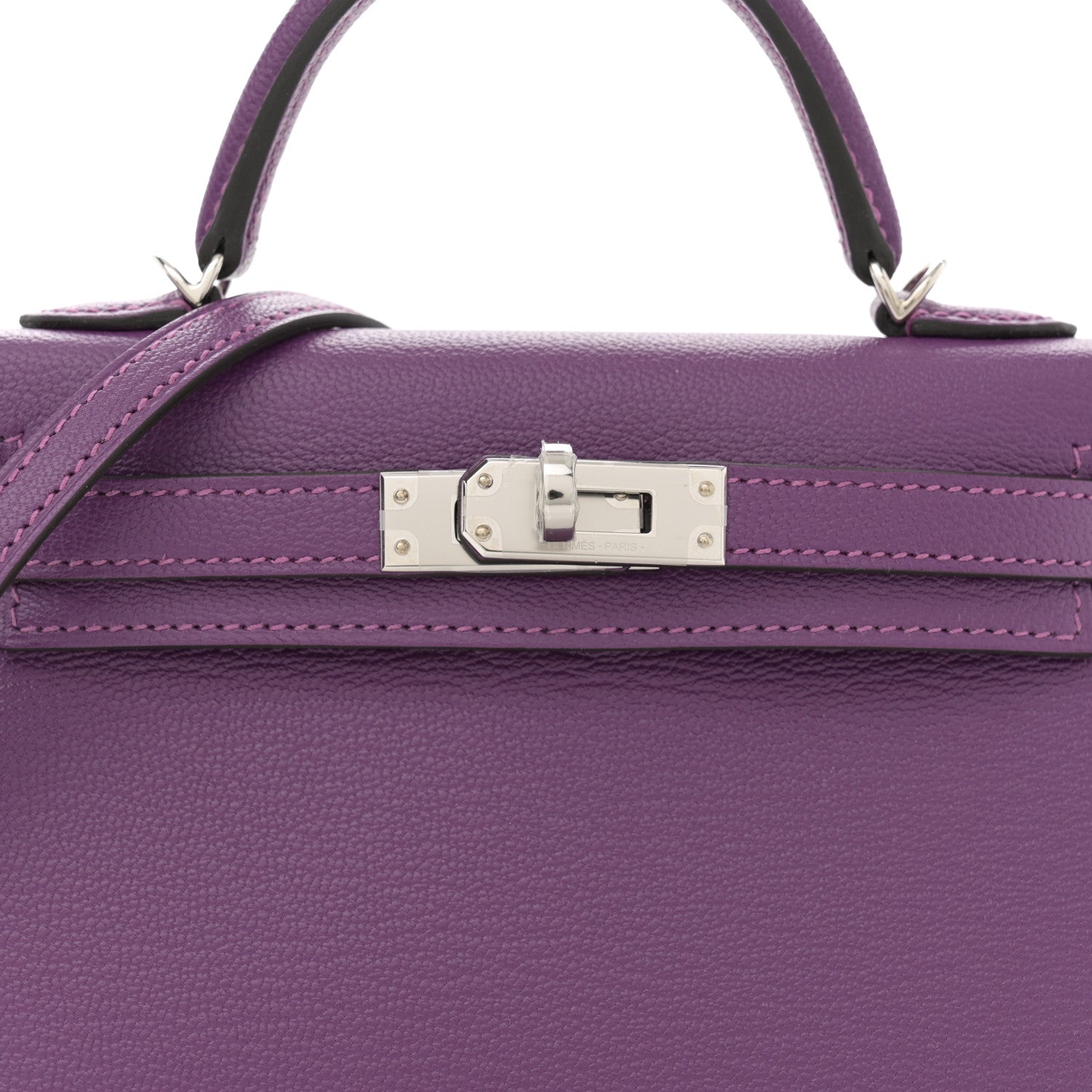 Hermes Chevre Mysore Verso Mini Kelly Sellier 20 Violet Raisin