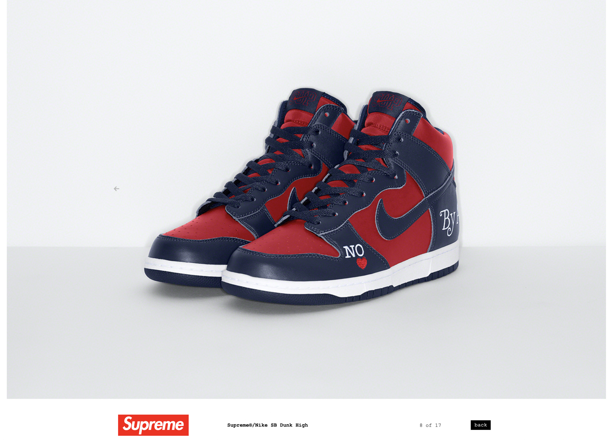 シュプリーム×ナイキの新作「ダンク ハイ」が登場、カラーは3色展開