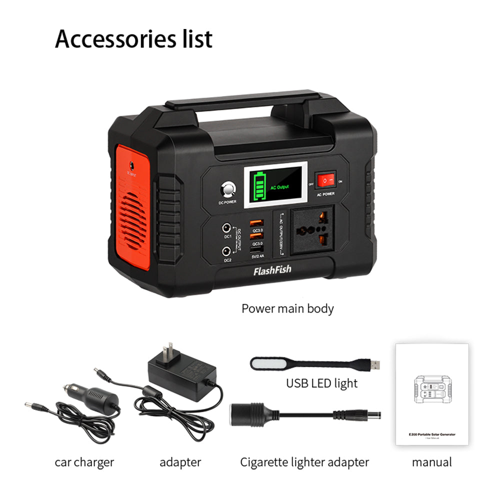 FlashFish E200 Portable Power Station | 200W 151Wh/40800mAh only