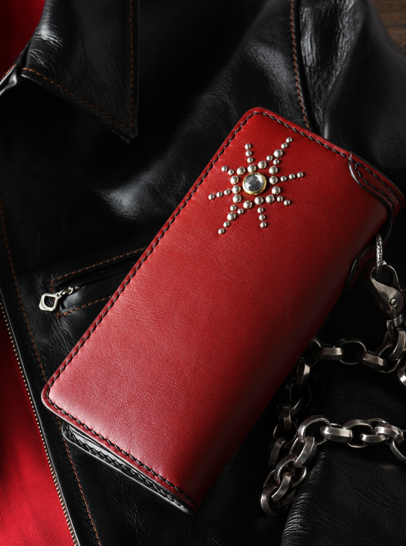 ウェブショップ数量限定 ホースハイド×多脂革 ロングウォレット レッド