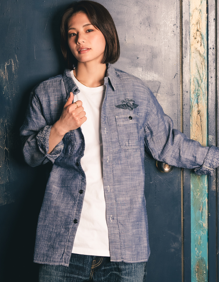 オープンカラーツイルシャツ FN-SCR-014L | THE FLAT HEAD