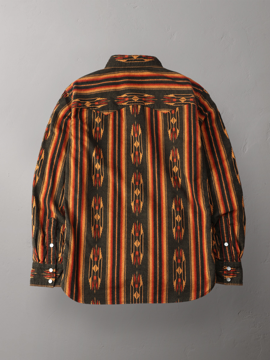 ネイティブボーダー柄 フランネル ウエスタンシャツ FN-SCW-018L | THE