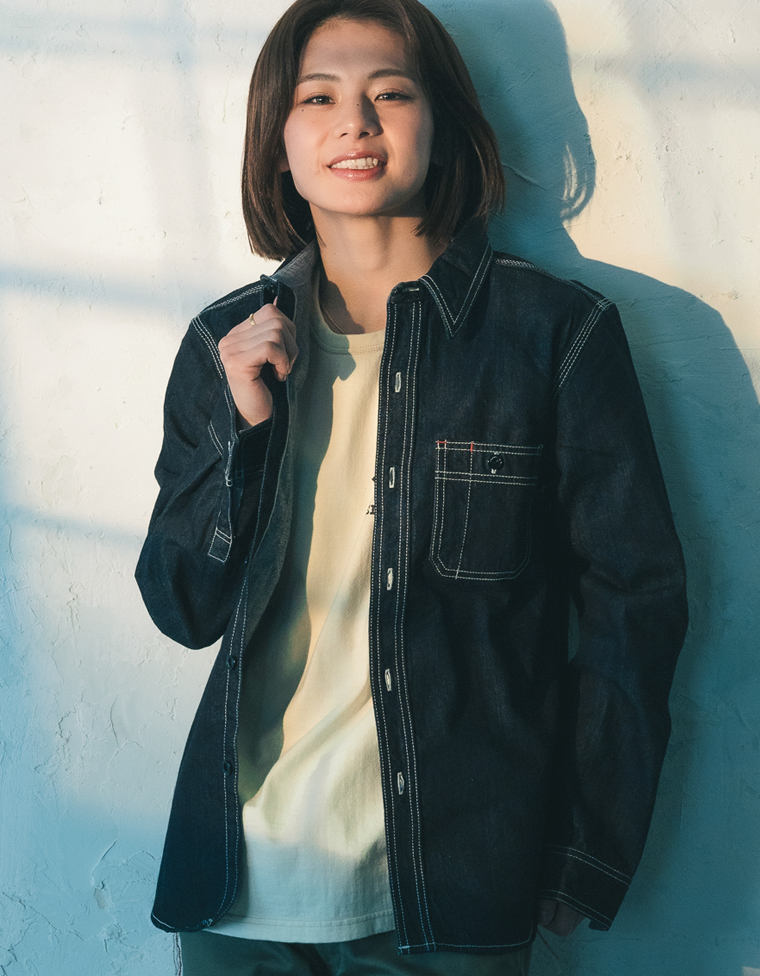 10oz デニム ワークシャツ FN-SDK-301L | THE FLAT HEAD