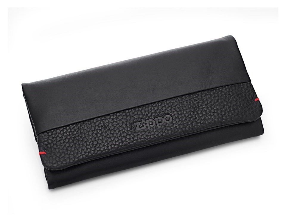 Zippo Black Nappa Tri Fold Tobacco Pouch - A1986 | F.Hinds Jewellers