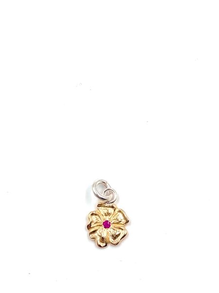 LARRY SMITH / 18K GOLD ROSE PENDANT - M - RUBY