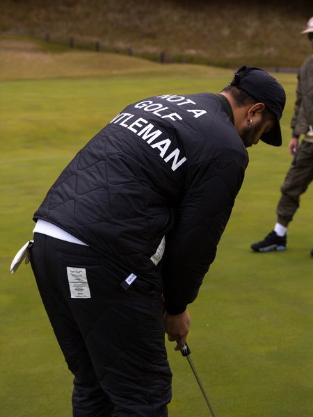 Captains Helm Golf / QUILTING NO-COLLAR JACKET -Black-