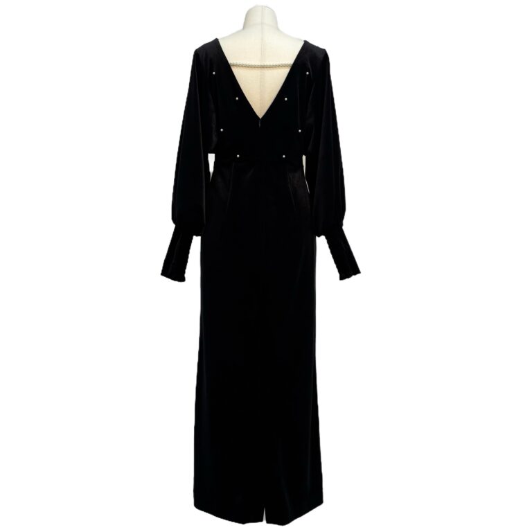 AMERI VINTAGE】BACK OPEN PEARL VELOUR DRESS | FIORI