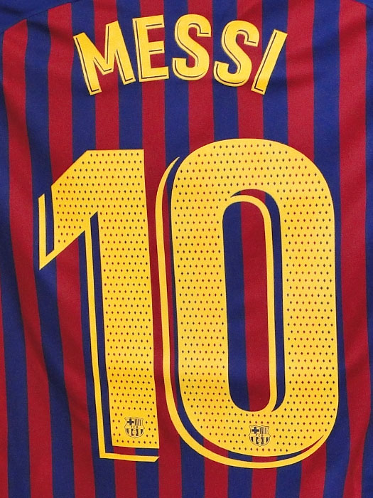 ナイキ) NIKE/18/19バルセロナ/ホーム/半袖/メッシ/LFP優勝バッジ