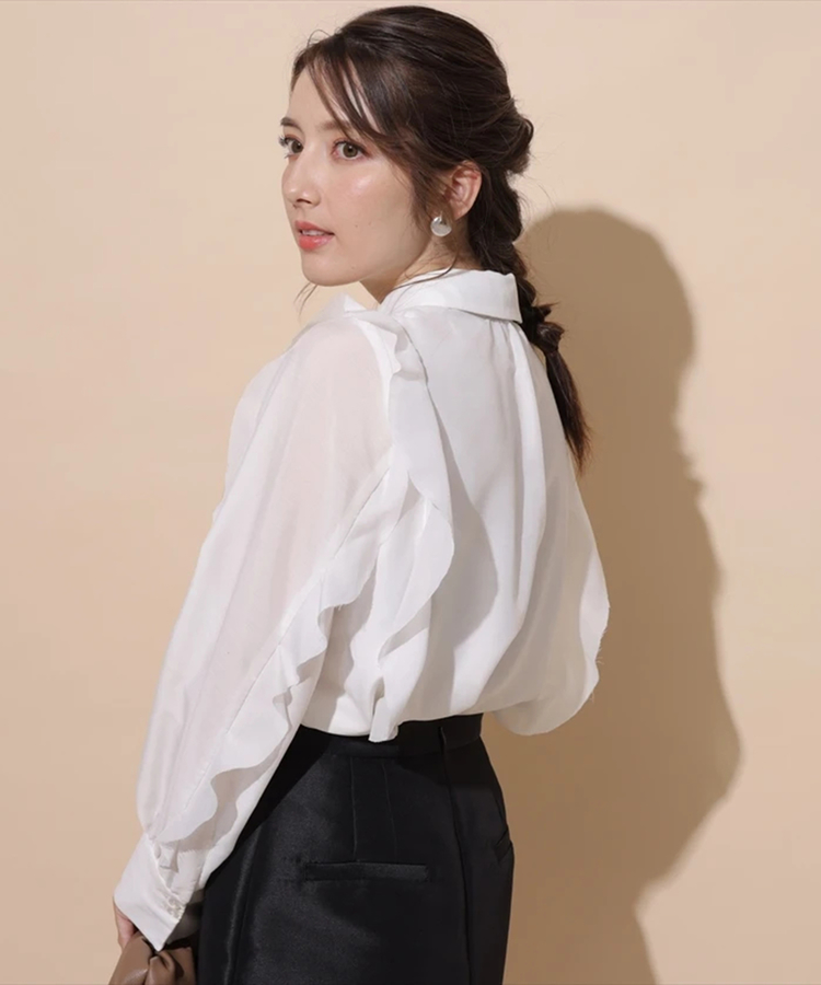 Fubail / シャツ衿フリルブラウス