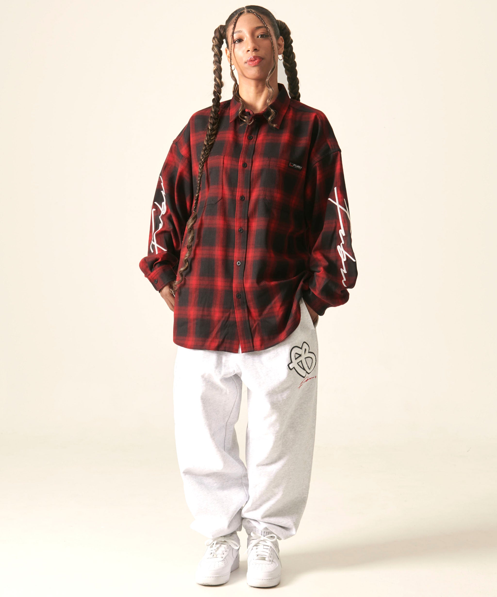 FUBU フブ トップス 長袖チェックシャツ 。FUBUはアメリカの代表的な