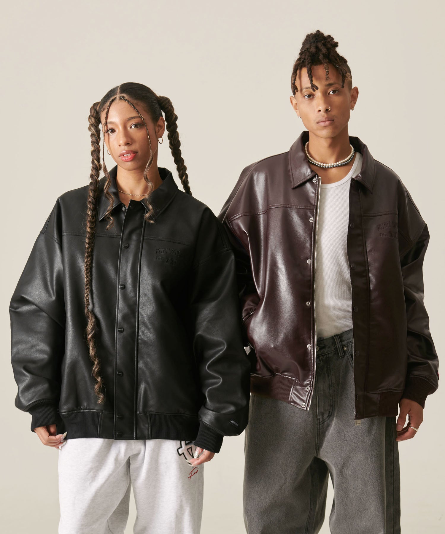 FUBU フブ アウター フェイクレザージャケット 。FUBUはアメリカの代表