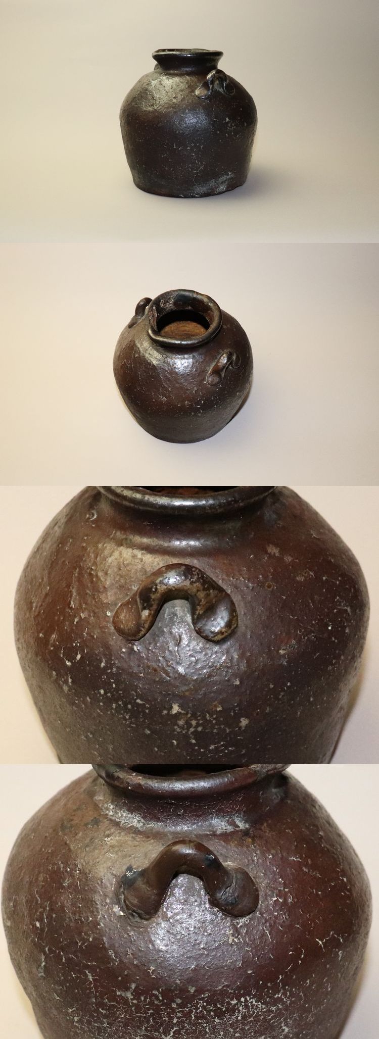 古美術　越前鉄漿壺　御歯黒壺　桃山時代　箱付き 越前お歯黒壷 江戸時代 花器 水指にも | 古美術ささき