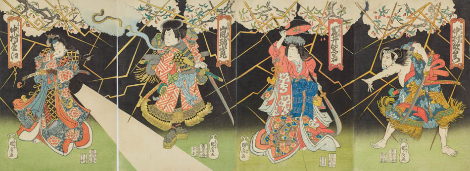 三代目中村歌右衛門の善玉太郎、岩井紫若の徳若姫、二代目嵐璃寛の宝来