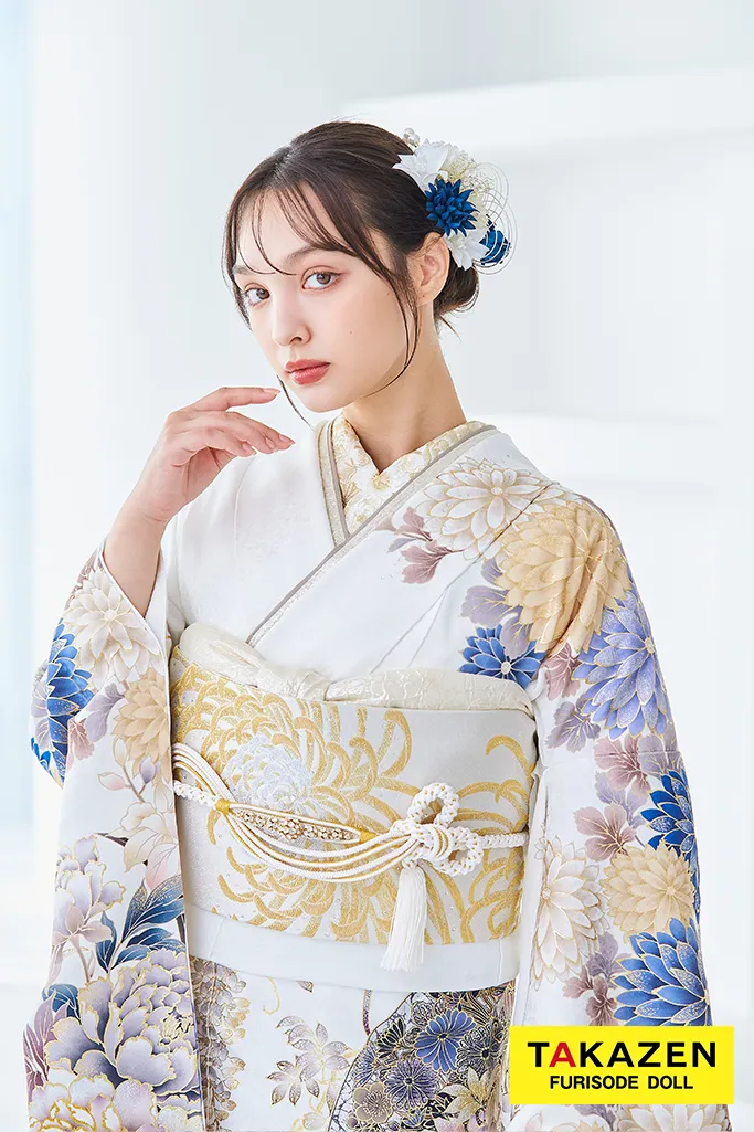 正統派古典 白/青 假屋崎省吾デザイン スワロフスキー付き 華やか 豪華