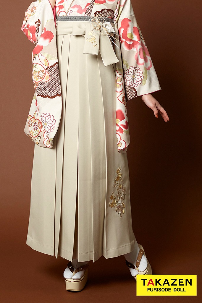 くすみカラー袴 グレージュ/赤/ピンク 椿柄/古典柄 レトロモダン 人気