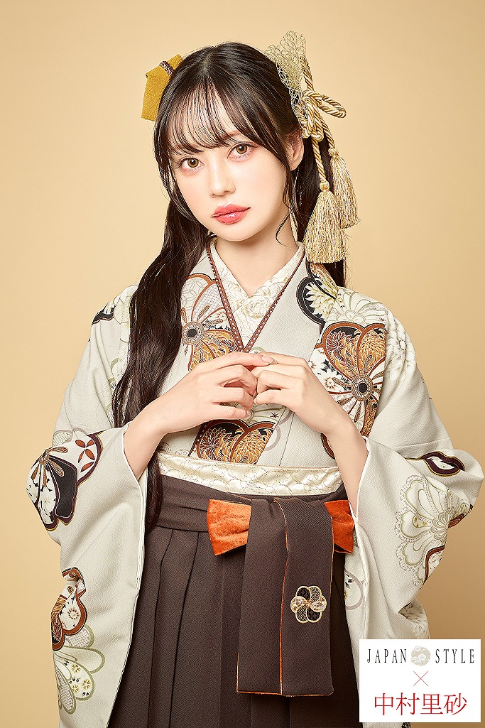 JAPAN STYLE×中村里砂ブランド袴ネットレンタル アイボリー ねじり菊柄