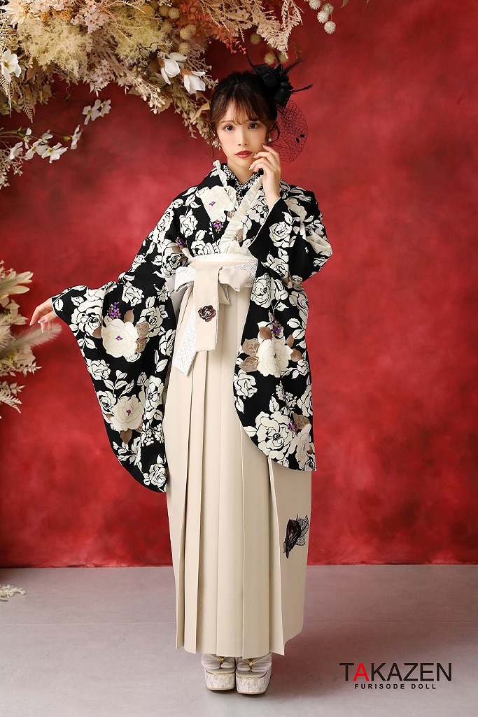 JAPAN STYLE×中村里砂袴ネットレンタル 花柄 黒/白 今どき