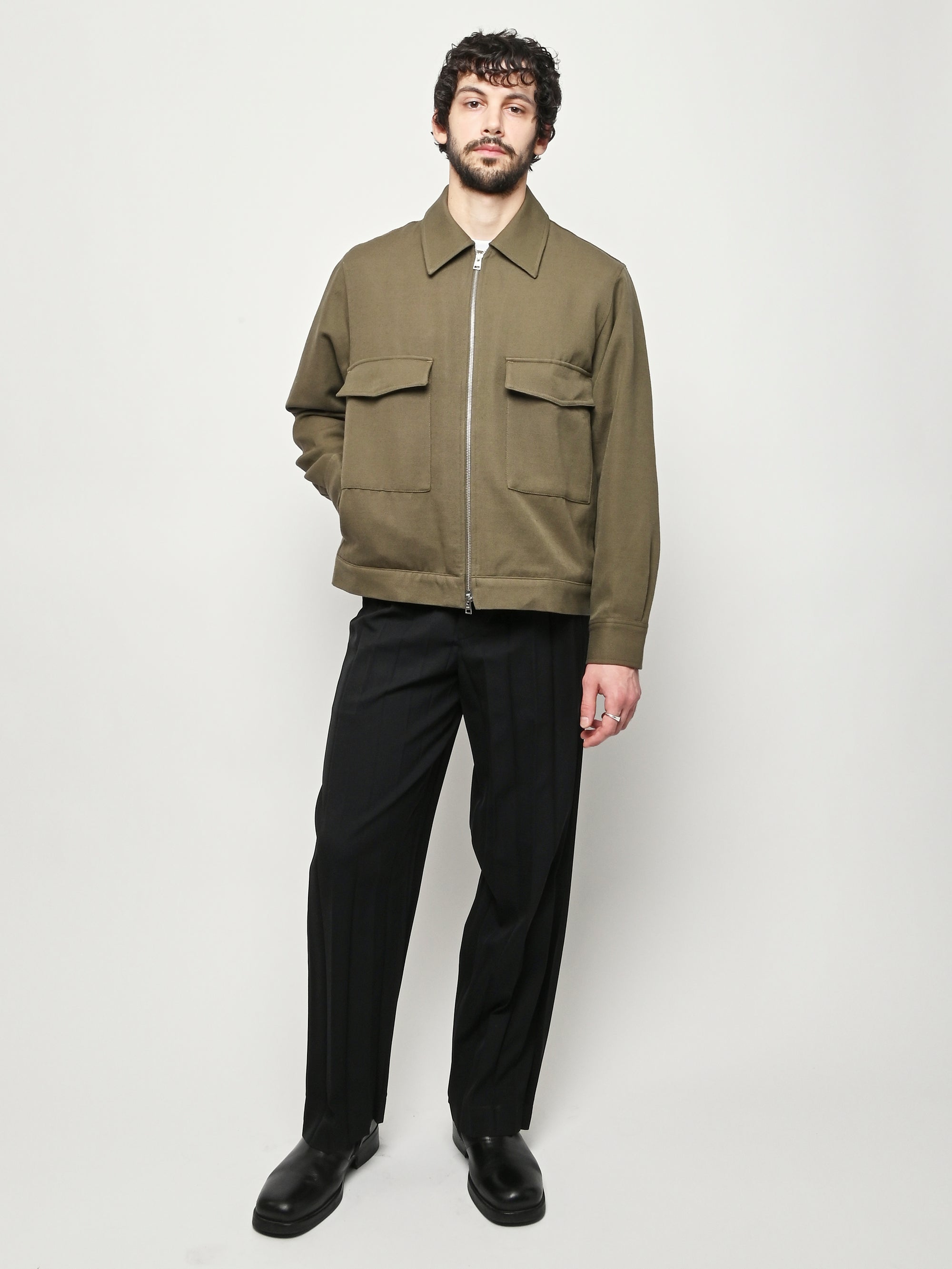 Norse Projects - Olive Night Aksel Cavalry Cotton Wool Windstopper