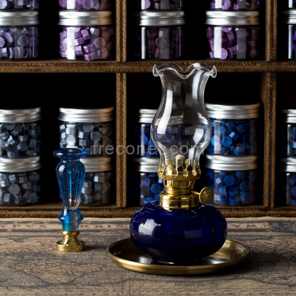 アンティークオイルランプ ブルー 【宅急便配送】