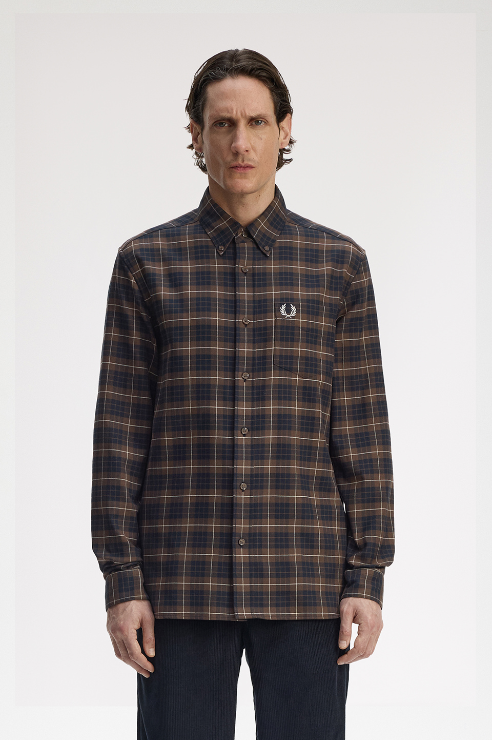 Brushed Twill Tartan Shirt(S Q21：BURNT TOBACCO): | FRED PERRY