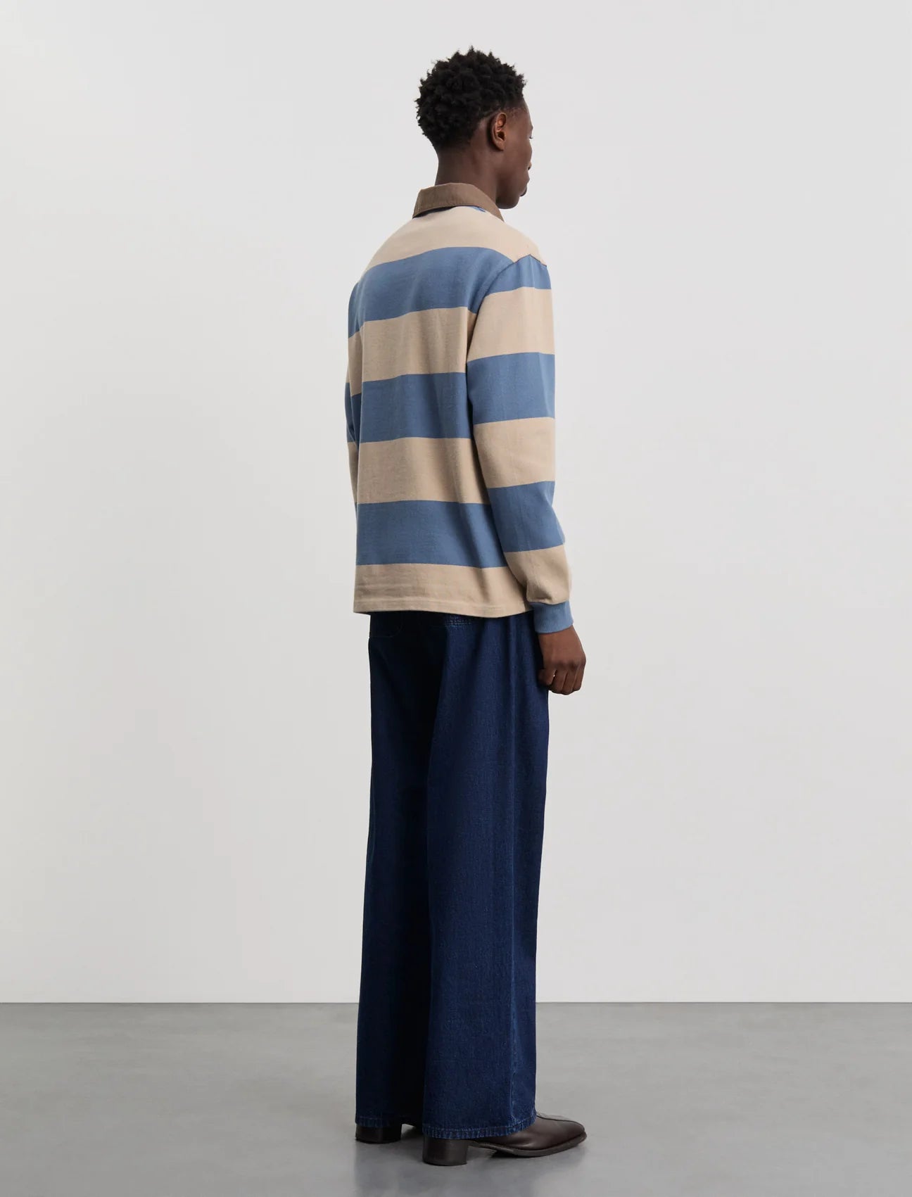 ANOTHER ASPECT Another Rugby Polo 1.0 Blue Sand Stripe