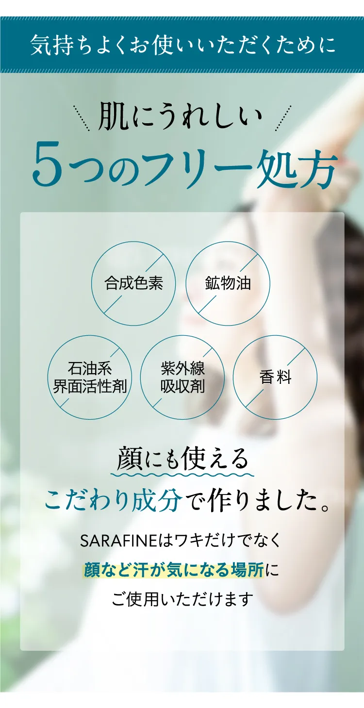 わき汗・ワキガ対策／SARAFINE（サラフィネ）｜フロムココロ公式