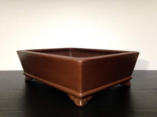 常滑鉢 「松泉焼 山秋造」 朱泥内縁長方鉢 - FROM JAPAN