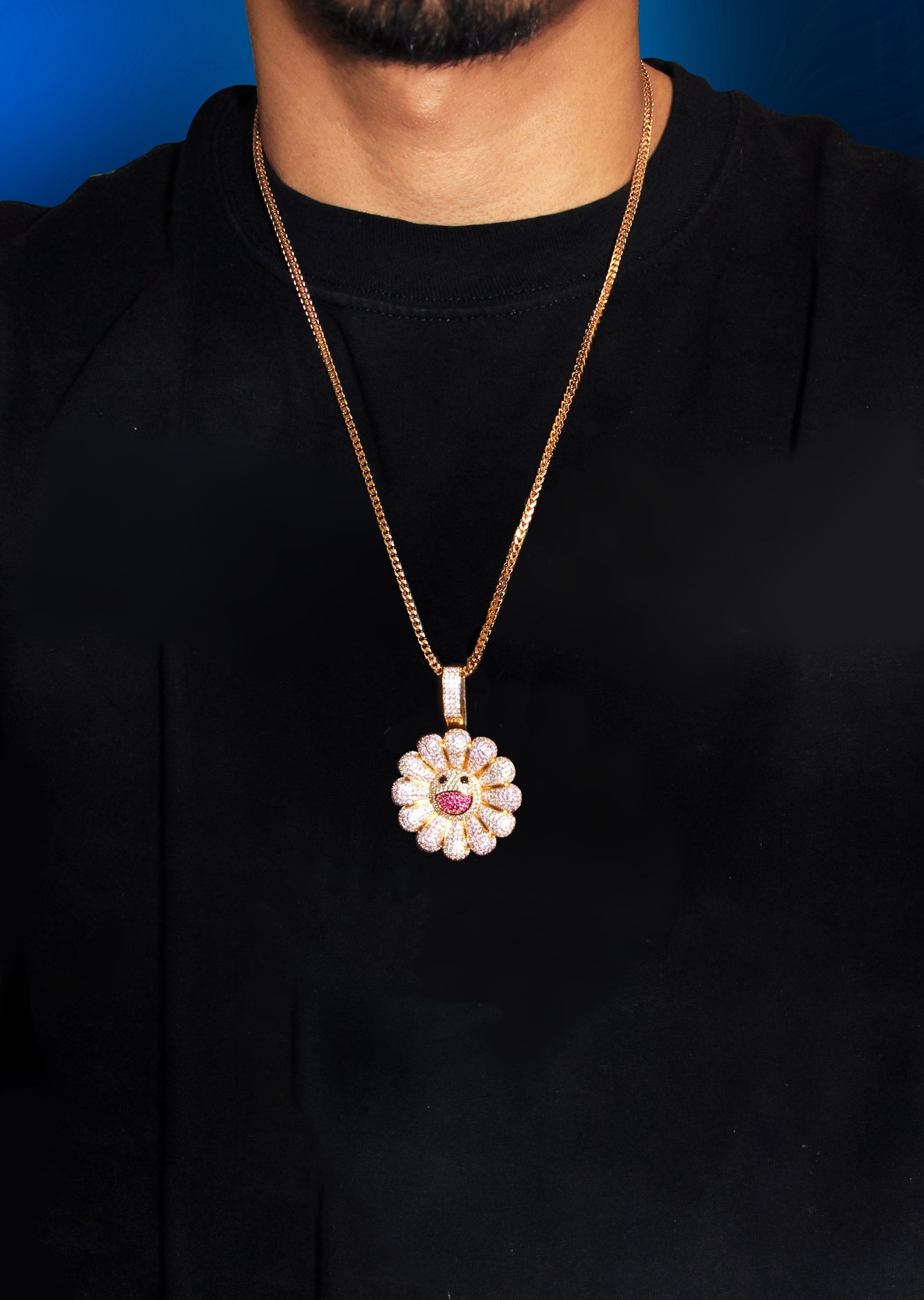 Gold Plated Franco Link Chain & Murakami Spinner Pendant | Appx. 30.8