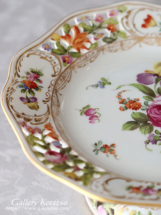 DRESDEN ドレスデン 草花模様 カット コンポート 盛り皿 DRESDEN