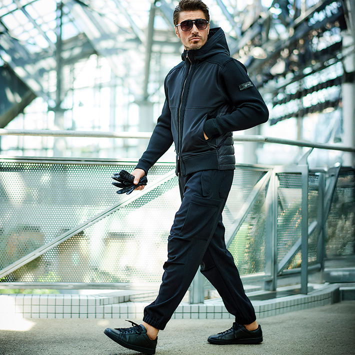 鹿の子編みニットコンビ ダウンブルゾン 450402 G-stage ジーステージ