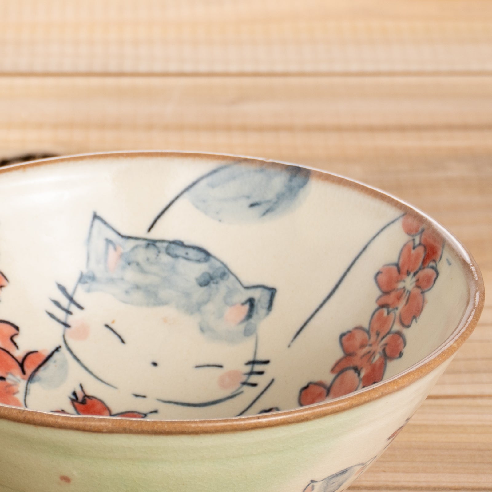 京都 清水焼】ご飯茶碗(大) おやすみ猫E 工房咲良｜コトポッター