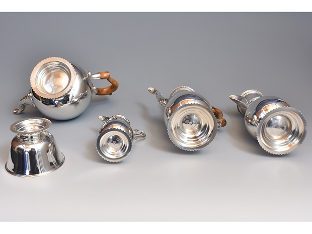 英国 PAYNE&SON社 純銀製 ヴィクトリアンスタイル ティー5点セット