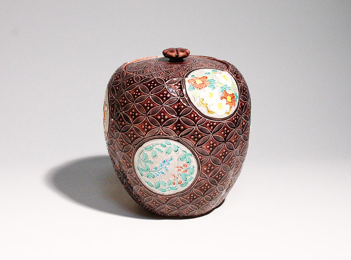 紫交趾 四季草花七宝文水指 山本一如 | 古美術ささき