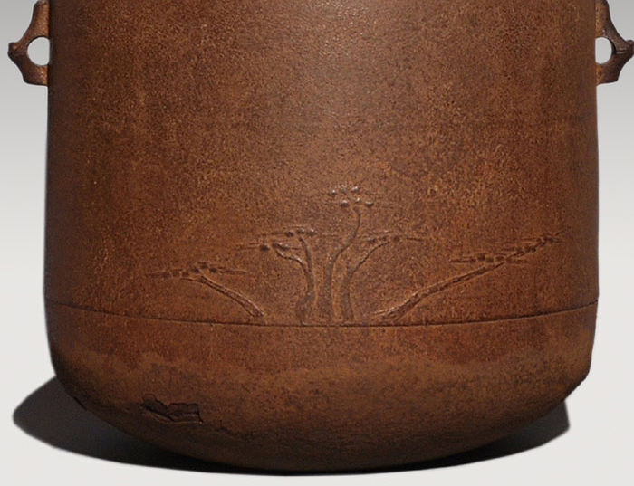 肩衝釜 松地紋 元禄時代 大西定林(作) 浄長極箱 | 古美術ささき