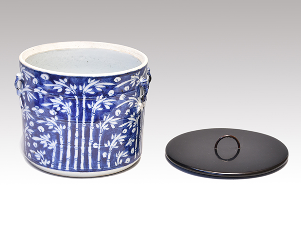 竹文染付水指 清朝末頃 耳付 | 古美術ささき