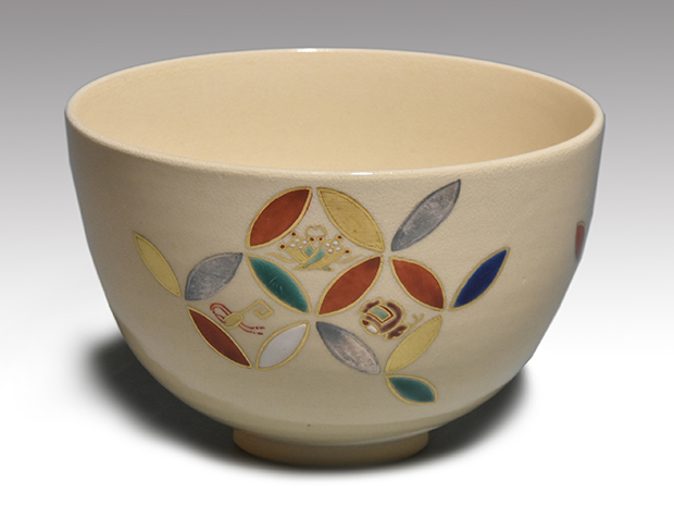 永楽善五郎(即全)造 仁清写 色絵七宝茶碗 共箱 | 古美術ささき