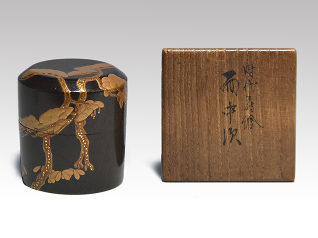 時代 松蒔絵 唐木鉄刀木 面中次棗・茶器 土佐光貞下図 | 古美術ささき