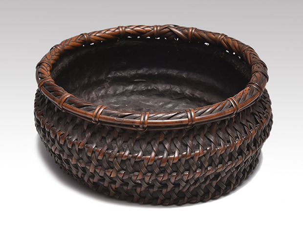 時代 籐組炭斗 炭取 戦前温古会出品の品 | 古美術ささき