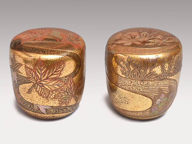 春秋大棗 豪華切金蒔絵 一対（2個) 豊平翠香（作) 共箱 第7回 21世紀展