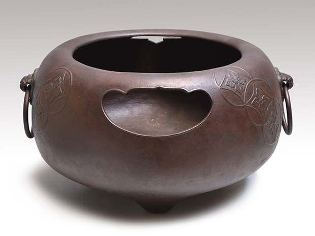 遠州好 唐胴 七宝紋 亀甲（六角）風炉 藤井宗喜（作） 共箱 | 古美術ささき