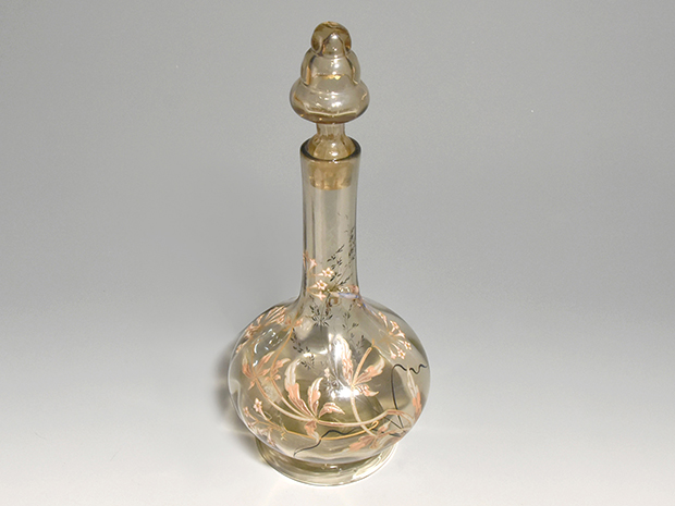 Emile Galle ガレ エナメル彩 ガラス 草花文 デキャンタ 1800年代後半