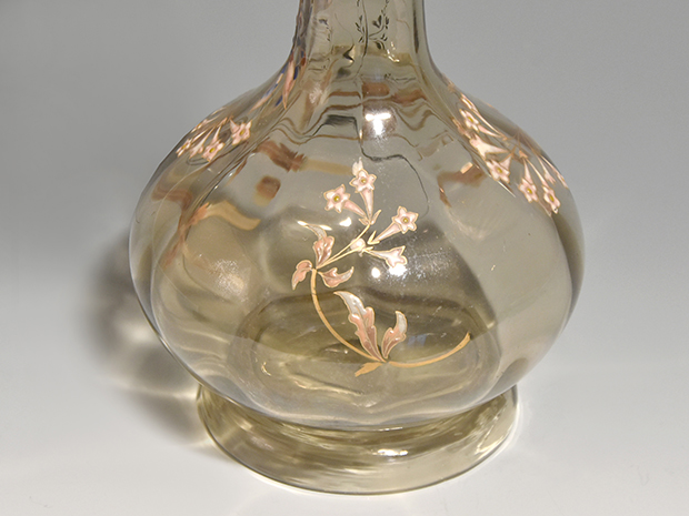 Emile Galle ガレ エナメル彩 ガラス 草花文 デキャンタ 1800年代後半