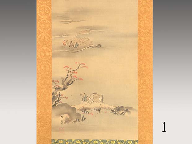 狩野伊川院 耕作図 絹本対幅特上表具 | 古美術ささき