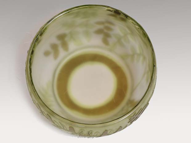 Galle ガレ 羊歯文 被せガラス ファイヤーポリッシュ 小鉢 花器 | 古