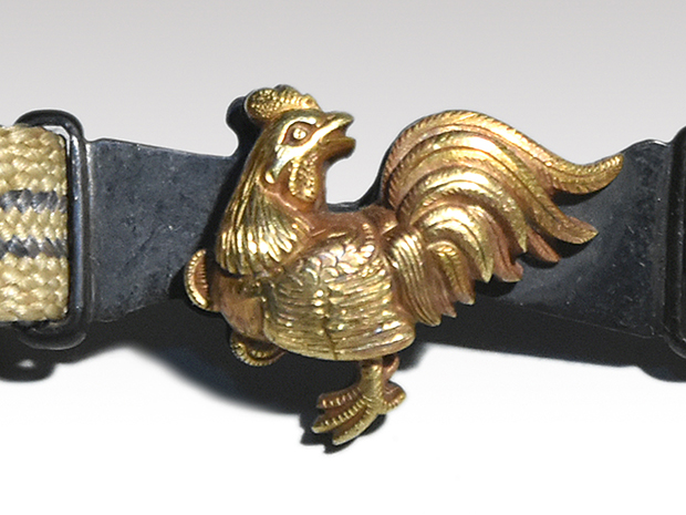 彫金 鶏 金(きん)金具 帯留 | 古美術ささき